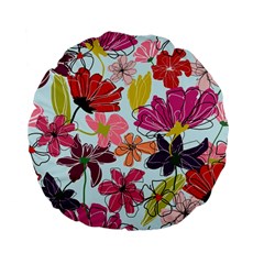 Flower Pattern Standard 15  Premium Flano Round Cushions