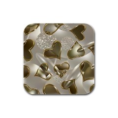   Golden Hearts Rubber Square Coaster (4 Pack)  by Galinka