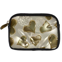   Golden Hearts Digital Camera Leather Case by Galinka