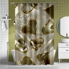   Golden Hearts Shower Curtain 48  X 72  (small)  by Galinka