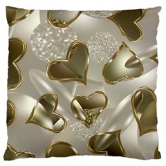   Golden Hearts Large Cushion Case (two Sides) by Galinka