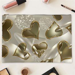   Golden Hearts Cosmetic Bag (xxl) by Galinka