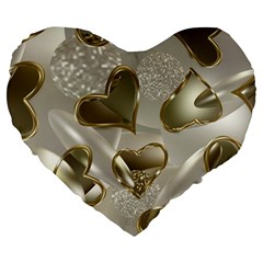   Golden Hearts Large 19  Premium Heart Shape Cushions