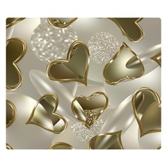   Golden Hearts Double Sided Flano Blanket (small)  by Galinka