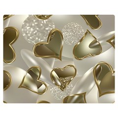   Golden Hearts Double Sided Flano Blanket (medium)  by Galinka