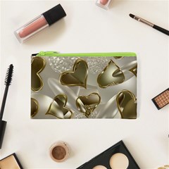   Golden Hearts Cosmetic Bag (xs) by Galinka