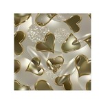   Golden hearts Small Satin Scarf (Square) Front