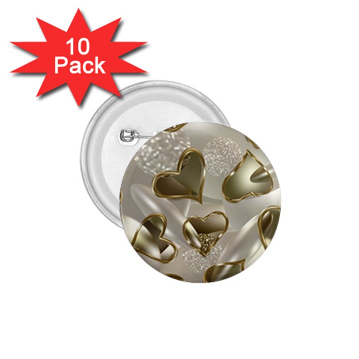   Golden hearts 1.75  Buttons (10 pack)