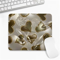   Golden Hearts Large Mousepads by Galinka