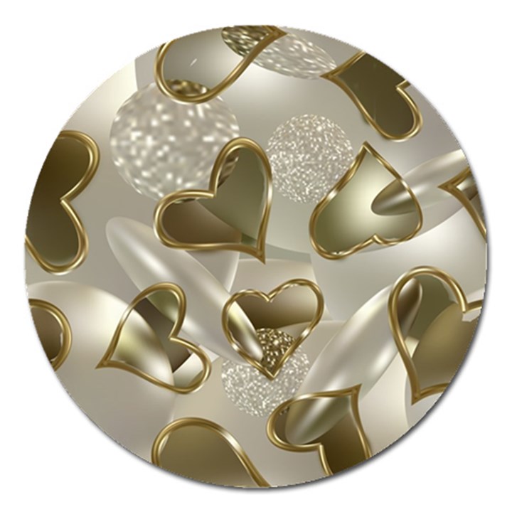   Golden hearts Magnet 5  (Round)