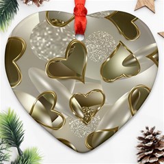   Golden Hearts Heart Ornament (two Sides) by Galinka