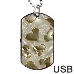   Golden Hearts Dog Tag Usb Flash (one Side) by Galinka