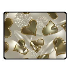   Golden Hearts Double Sided Fleece Blanket (small)  by Galinka