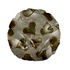   Golden Hearts Standard 15  Premium Flano Round Cushions by Galinka