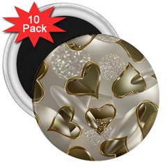   Golden Hearts 3  Magnets (10 Pack)  by Galinka