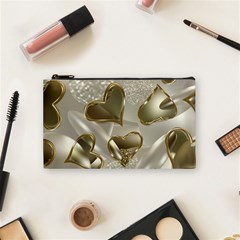   Golden Hearts Cosmetic Bag (small) by Galinka