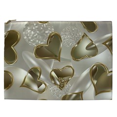   Golden Hearts Cosmetic Bag (xxl) by Galinka