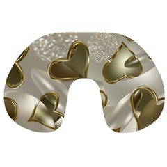   Golden Hearts Travel Neck Pillow by Galinka