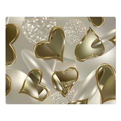   Golden Hearts Double Sided Flano Blanket (large)  by Galinka