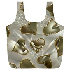   Golden Hearts Full Print Recycle Bag (xxl) by Galinka