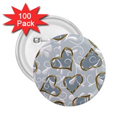  Gold Hearts 2 25  Buttons (100 Pack)  by Galinka