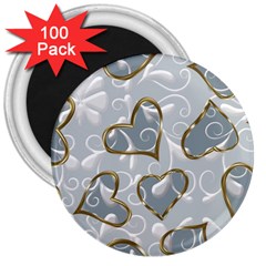  Gold Hearts 3  Magnets (100 Pack) by Galinka