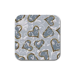  Gold Hearts Rubber Square Coaster (4 Pack)  by Galinka