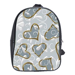  Gold Hearts School Bag (large) by Galinka