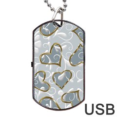  Gold Hearts Dog Tag Usb Flash (one Side) by Galinka