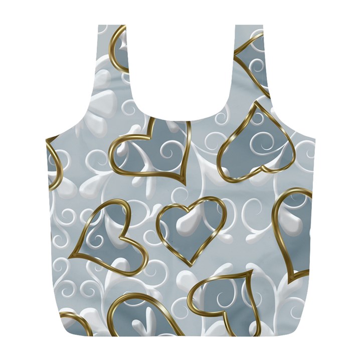  Gold hearts Full Print Recycle Bag (L)