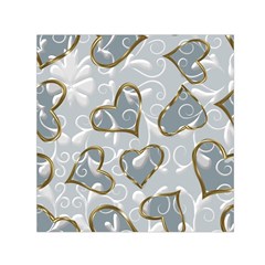  Gold Hearts Small Satin Scarf (square) by Galinka