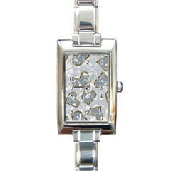   Gold Hearts On A Blue Background Rectangle Italian Charm Watch by Galinka