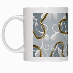   Gold Hearts On A Blue Background White Mugs by Galinka