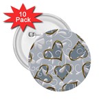   Gold hearts on a blue background 2.25  Buttons (10 pack)  Front