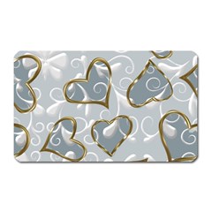   Gold Hearts On A Blue Background Magnet (rectangular) by Galinka