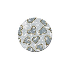   Gold Hearts On A Blue Background Golf Ball Marker by Galinka