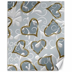   Gold Hearts On A Blue Background Canvas 16  X 20  by Galinka