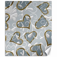   Gold Hearts On A Blue Background Canvas 20  X 24  by Galinka