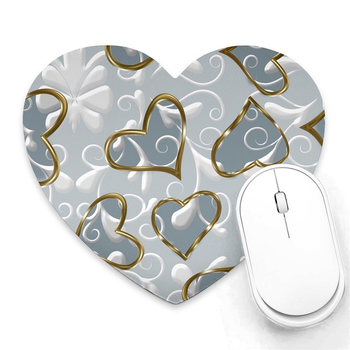   Gold hearts on a blue background Heart Mousepads