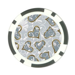   Gold Hearts On A Blue Background Poker Chip Card Guard by Galinka