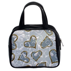   Gold Hearts On A Blue Background Classic Handbag (two Sides) by Galinka