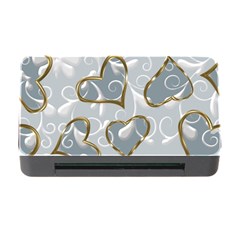   Gold Hearts On A Blue Background Memory Card Reader With Cf by Galinka