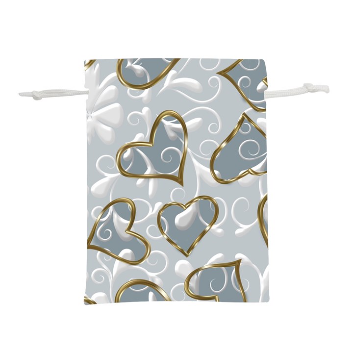   Gold hearts on a blue background Lightweight Drawstring Pouch (S)