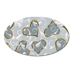   Gold Hearts On A Blue Background Oval Magnet by Galinka