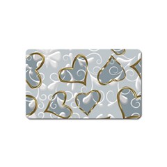   Gold Hearts On A Blue Background Magnet (name Card) by Galinka