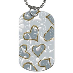   Gold Hearts On A Blue Background Dog Tag (two Sides) by Galinka