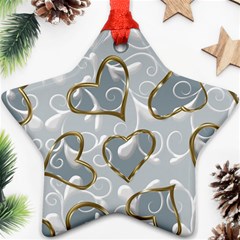   Gold Hearts On A Blue Background Star Ornament (two Sides) by Galinka