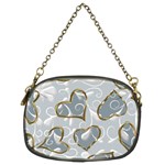   Gold hearts on a blue background Chain Purse (Two Sides) Front