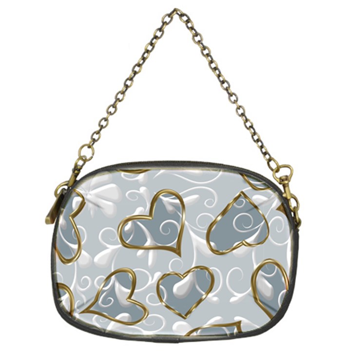   Gold hearts on a blue background Chain Purse (Two Sides)