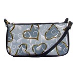   Gold hearts on a blue background Shoulder Clutch Bag Front